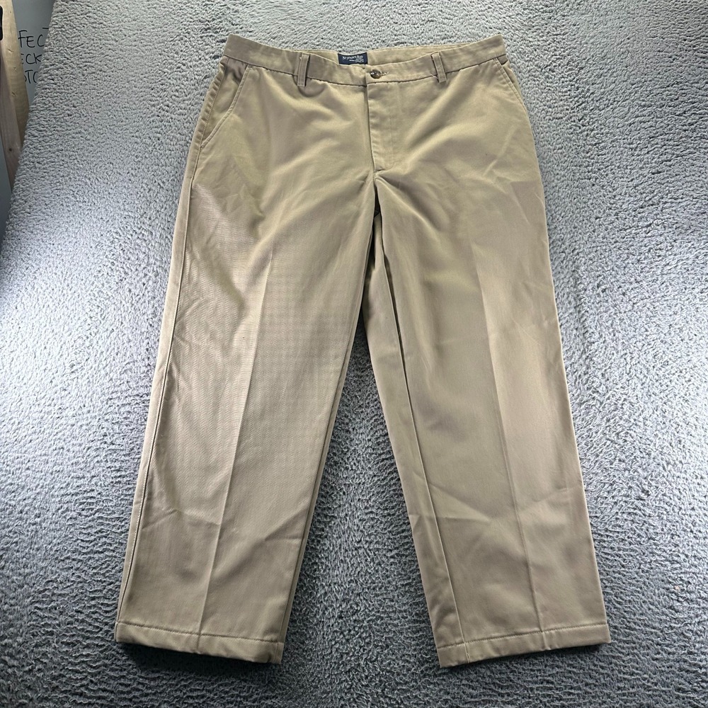 St. John's Bay Worry Free Pant Mens 40x28 Brown Cotton Chino‎ Straight Classic